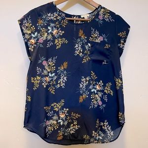 Lily White Floral Blue Blouse